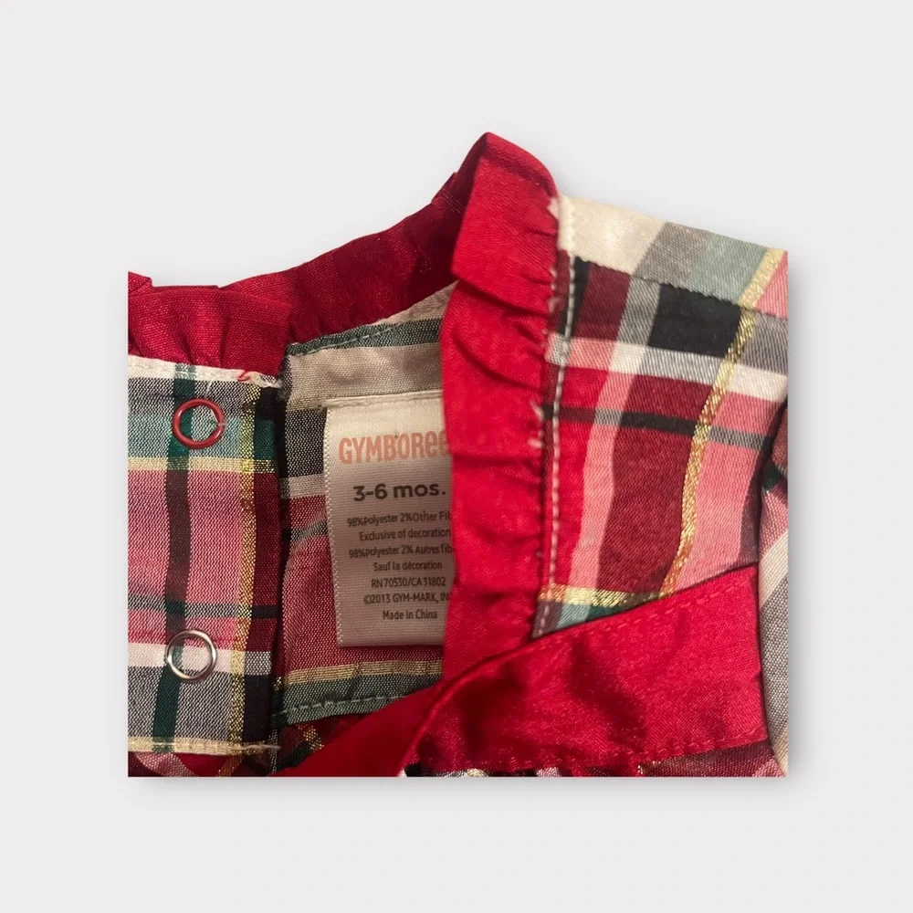 Gymboree 2013 Holiday Plaid Ribbon Red Romper